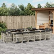 vidaXL Set mobilier de grădină cu perne 17 piese gri deschis poliratan