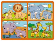 Puzzle Woody pentru cei mici cu mânere Animaleafricane