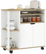 HOMCOM Cărucior de bucătărie rulant cu spațiu de depozitare, dulap, rafturi reglabile, pentru bucătărie, sufragerie, sufragerie, Alb | Aosom Romania