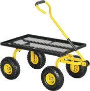 Outsunny Roabă de Grădină cu Mâner și 4 Roți Mari, Capacitate 150 kg, 94x48,5x100 cm, Verde | Aosom Romania