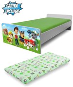 Patut copii 2-8 ani Economic Patrula Catelusilor, cu saltea SafeNest cu lana 140 x 70 - PC-P-MK-ECO-PAW-70