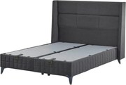 Pat CARBON 160x200, stofa clasica gri inchis - Notti 1029, cu somiera
