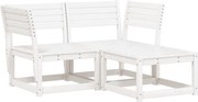 vidaXL Set canapea de grădină, 3 piese, alb, lemn masiv de pin