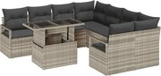 vidaXL Set de canapele pentru grădină 9 pcs Gri deschis poliratan