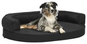 vidaXL Saltea ergonomică pat de câini, negru, 75x53 cm, aspect de in