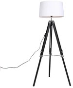 Lampă de podea Trepied negru cu umbră 45cm in alb