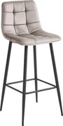 Scaun de bar cu picioare negre ARCETO VELVET, bej