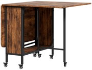 HOMCOM Masă Pliabilă pentru Bucătărie și Sufragerie cu 6 Roți și Raft, Masă de Dining Pliabilă, 80x30x74 cm, Maro Rustic | Aosom Romania