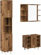 vidaXL Set mobilier de baie, 3 piese, lemn vechi, lemn prelucrat