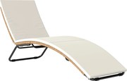Outsunny Șezlong din Ratan Forma S cu Pernă, Șezlong de Grădină cu Structură din Oțel, pentru Terasă, Plajă, Piscină, Grădină, 175x57x80cm, Crem | Aosom Romania
