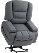HOMCOM Scaun Rabatabil, Canapea cu Masaj prin Vibrații și Căldură, Scaun de Ridicare cu Telecomandă, 97x90x102 cm, Gri