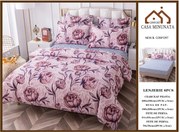 Lenjerie de pat din Bumbac Finet, Cearceaf cu Elastic - Bujori