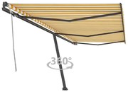 vidaXL Copertină autonomă retractabilă manual, galben&amp;alb, 600x300 cm