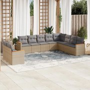 vidaXL Set canapele de grădină cu perne, 10 piese, bej, poliratan