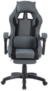 Scaun gaming, masaj în perna lombară, suport picioare, textil, Gri