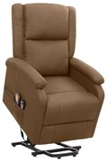 vidaXL Fotoliu de masaj cu ridicare, maro, material textil