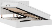 vidaXL Pat cu storage cu saltea Alb pur 160 x 200 cm Piele artificială