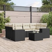 vidaXL Set canapele de grădină cu perne, 7 piese, negru, poliratan