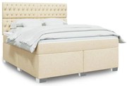 vidaXL Pat continental cu saltea, crem, 180x200 cm, textil