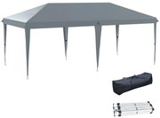 Outsunny Cort Pliabil pentru Grădină cu Sac de Transport din Oțel Epoxidic și Poliester Oxford, 5,85x2,95x2,7 m, Gri | Aosom Romania