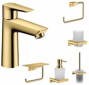 Set baterie lavoar Hansgrohe Talis si accesorii baie Hansgrohe AddStoris, auriu - Hansgrohe