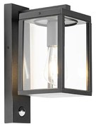 Lampă de perete de exterior neagră cu senzor de mișcare IP44 - Charlois
