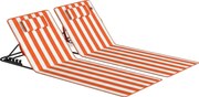 Outsunny Set 2 Șezlonguri Pliabile Portabile pentru Plajă, Spătar Reglabil, Portocaliu. | Aosom Romania