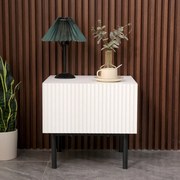 Noptieră modernă cu un sertar, 48x45x45 cm, Alb/Negru