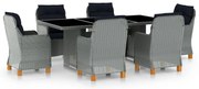 vidaXL Set mobilier de exterior cu perne,7 piese,gri deschis,poliratan