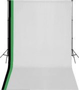 vidaXL Set studio foto cu 3 fundaluri de bumbac, cadru reglabil, 3x5 m