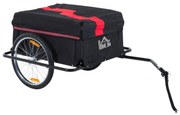 Outsunny Remorcă pentru Biciclete cu Capacitate de 40kg, Reflectoare și Copertină din Țesătură Oxford, 140x88x60 cm, Roșu și Negru | Aosom Romania