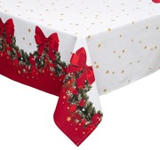 Fata de masa de Craciun cu motiv ghirlanda si fundite