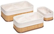 Set de trei recipiente din bambus pentru cosmetice