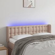 vidaXL Tăblie de pat cu LED cappuccino 147x16x78/88 cm piele ecologică