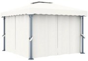 vidaXL Pavilion cu perdea, alb crem, 3 x 3 m, aluminiu