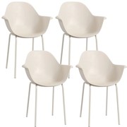 Outsunny Set de 4 Scaune de Grădină Gri, Stivuibile, cu Spătar Înalt și Cotieră, Cadru din Metal, Design Elegant pentru Exterior | Aosom Romania