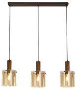 Lustra suspendata metal mocha, sticla amber Sweden 3L