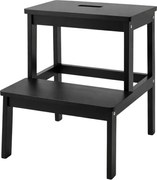 Taburet din bambus cu treaptă KROK, înălțime 46 cm, negru