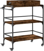 vidaXL Cărucior de bucătărie stejar fumuriu81,5x41x92,5cm lemnprelucrat