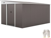 Outsunny Magazie de Grădină cu Ușă Glisantă din Oțel Zincat Gri | Aosom Romania