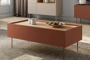 Măsuță de cafea cu sertar Desin 120 1S - ceramică roșie / stejar nagano