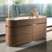 Comoda din furnir de nuc cu blat marmura portelanata Walnut