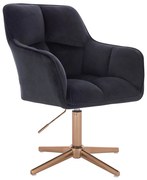 HR550CROSS Scaun Negru Catifea cu Bază Aurie