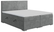 Pat matrimonial Boxspring 180 cm Lemmy (Beton) (cu saltea și sp. depozitare). 1043396
