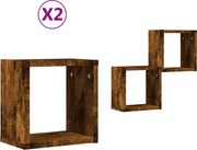 vidaXL Șemele de perete cu raft 2 pcs Stejar fumuriu 26 x 15 x 26 cm