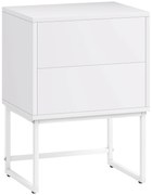 HOMCOM Noptieră Modernă cu 2 Sertare cu Deschidere prin Apăsare 40x30x50cm Alb | Aosom Romania