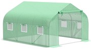 Sera de gradina cu acoperis inclinat din PE Outsunny, 3.5x3x2m, verde | Aosom Romania