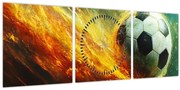 Tablou - Minge de Fotbal în Zbor (cu ceas) (90x30 cm)