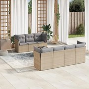 vidaXL Set canapele de grădină, 8 piese, cu perne, bej, poliratan