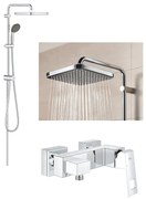 Set Coloana dus Grohe Vitalio palarie patrata 25 cm, baterie cabina dus Eurocube (26698000, 23145000 )